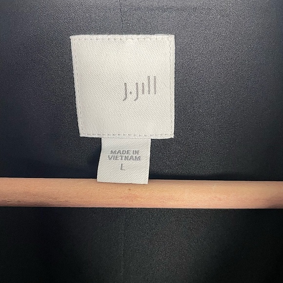 J. Jill Black Cream Windowpane Print Fill Zip Front Jacket Lined Size Large - Picture 8 of 9